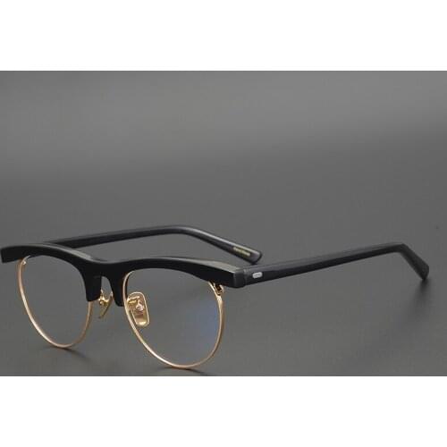 Acetate Glasses Frame Men Women Vintage Half Rim Eyeglasses Optical Myopia Eyeglasses Frames Prescription Clear Eyewear Oculos