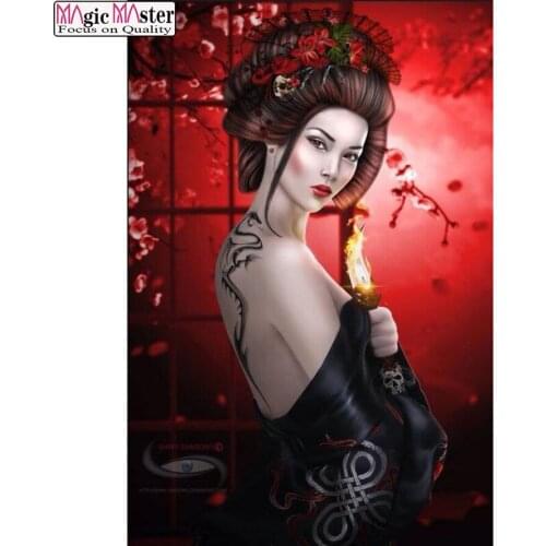 DIY PHOTO CUSTOM,5D Diamond Painting Cross Stitch Full Drill Mosaic accessories Diamond Embroidery Japanese Woman Geisha Decor