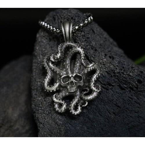 Ins Style Octopus Sea Monster Pendant Necklace Cthulhu Mythology Jewelry Mens Hip Hop Pendant Necklace Chain Accessories