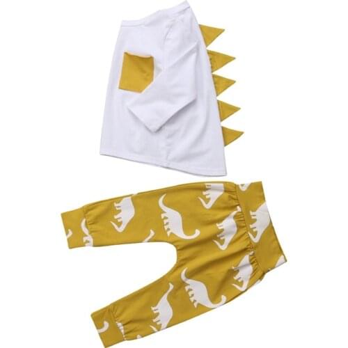 2 Pieces Boys Kids Cartoon Dinosaur Clothes Cotton T-shirt Tops and Long Pants Toddler Outfits Autumn