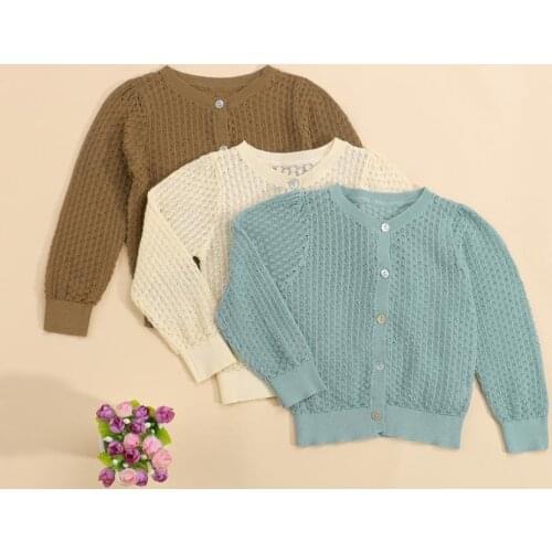 Autumn Spring Kids Baby Sweaters Coat Solid Color O-Neck Long Sleeve Button-Open Knitted Cardigan Sweaters Tops Clothes