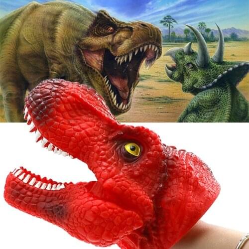 Dinosaur Hand Puppets Soft Rubber Dinosaur Toys Realistic Tyrannosaurus Dilophosaurus Triceratops Puppet Toys for Kid