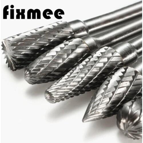 Fixmee 5x 6mm Shank 8MM Head Tungsten Carbide Rotary Burr Grinder Carving Cutter Bit