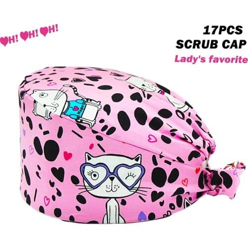 Unisex Surgicals Cap Anime Printing Cotton Nursing Hats gorros quirurgicos mujer Pet Shop Chef Working Hats Scrub Cap Wholesale