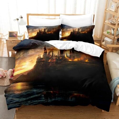 Castle Bedding Set Single Twin Full Queen King Size Mountain Scenery Bed Set Childrens Kid Bedroom Duvetcover Sets 005