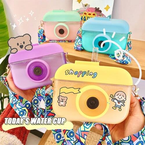 Cute Straw Cup Popsicle Water Bottle With Straw Outdoor Juice Drinking Water Bottle Suitable for Adult Children with Rope 400ml