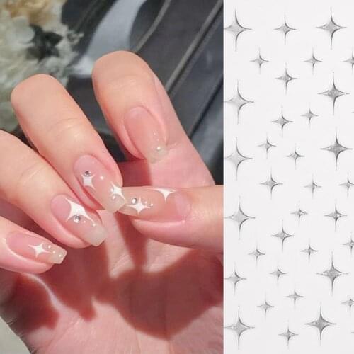 Fashion Laser Star Sticker for Nail Art Decoration Gold White Silver Black Thin Foils 3D Manicure Slider Nail Decal Nail Sticker