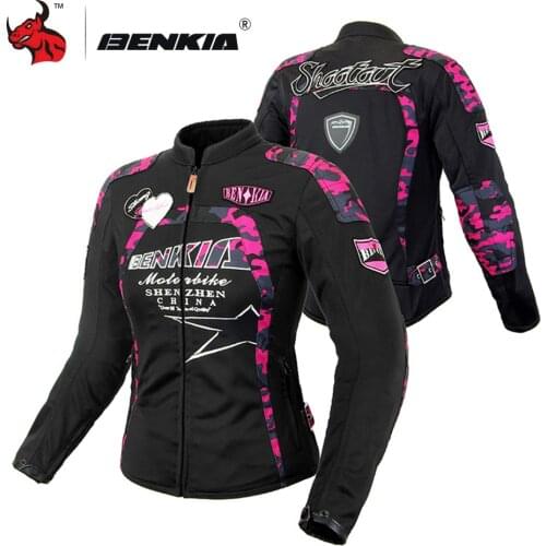 BENKIA Motorcycle Jacket Women Breathable Mesh Racing Riding Moto Jacket Vintage Retro Casual Motorbike Jacket Motocross Jacket