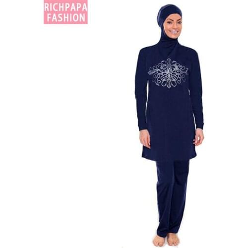 Muslim Swimwear Women Girls Muslim Female Bathing Wear Plus Size Burkinis Women Islamic Full Cover Floral Swim Suits