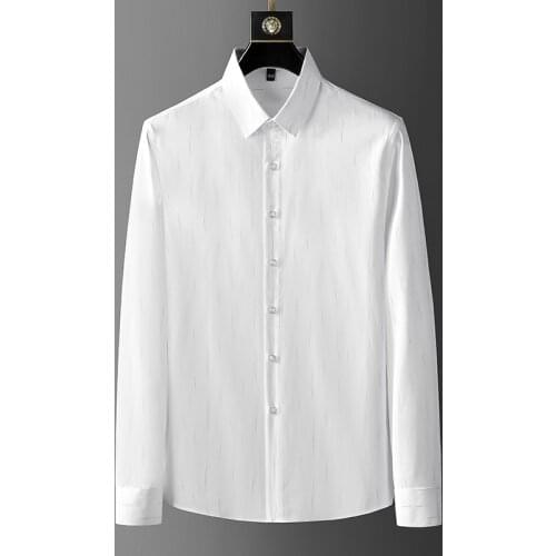 2021 Mens Shirt Slim Long Muwen Business Formal Shirt Simple Mens Shirt Social Camisa Masculina Italian Business Formal Dress