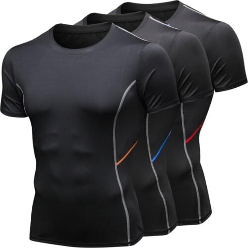 Male Running T-shirt Compression Fitness Workout Shirts Gym Quick Dry Sports Short Sleeves Training Men Gym T-shirt