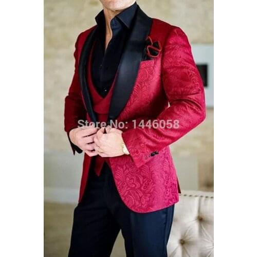 New Arrival Tailor-Made Burgundy Formal Dress Wedding Costume Homme 3 Piece Suits Men 2019 Wedding Groom Suits Tuxedo Blazer