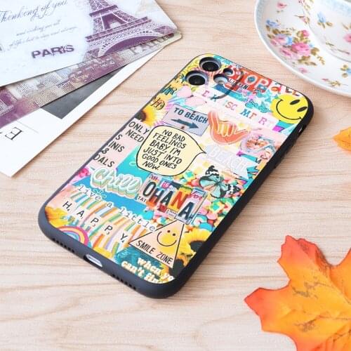 For iPhone Cool Collage No Bad Feelings Print Soft Matt Apple iPhone Case