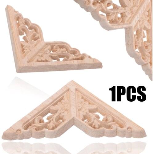 1pc Wood Carved Corner Applique Wooden Carving Decal for Furniture Cabinet Door Frame Wall Home Decor Crafts Mayitr