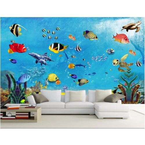 WDBH custom mural 3d photo wallpaper on a wall sea world fish childrens room home decor 3d wall murals wallpaper for wall 3 d