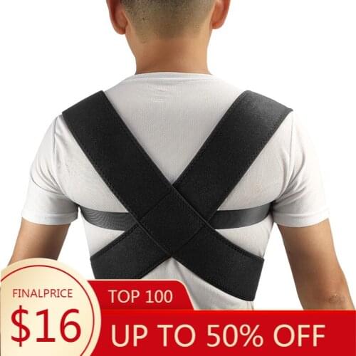 2020 New Spine Support Belt for Men Women Posture Corrector Neoprene Back Corset Brace Straightener Shoulder Back Belt Black