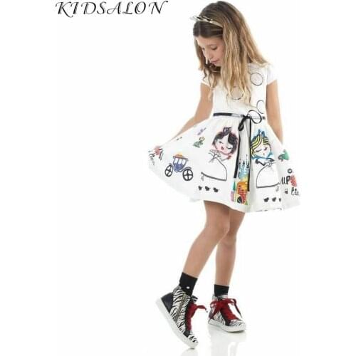 Girls Summer Dress Kids Clothes 2018 Brand Baby Girl Dress with Sashes Robe Fille Character Princess Dress Children Clothing