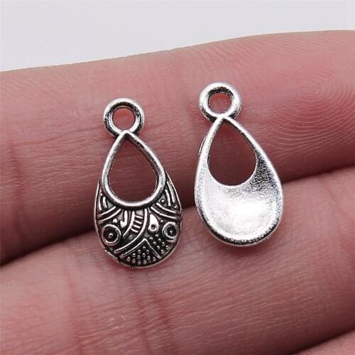 Wholesale Jewelry Lots Antique Silver Color 9x17mm Water Drop Charm Necklace Gift For Girl 20 Pieces