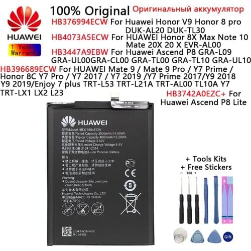 Orginal Huawei Battery For Huawei Mate 9 20X 20 X/9 Pro/Y7 Prime/Honor V9 8X Max/8C/8 Y7 Pro Note 10 Ascend P8/P8 Lite Batteries