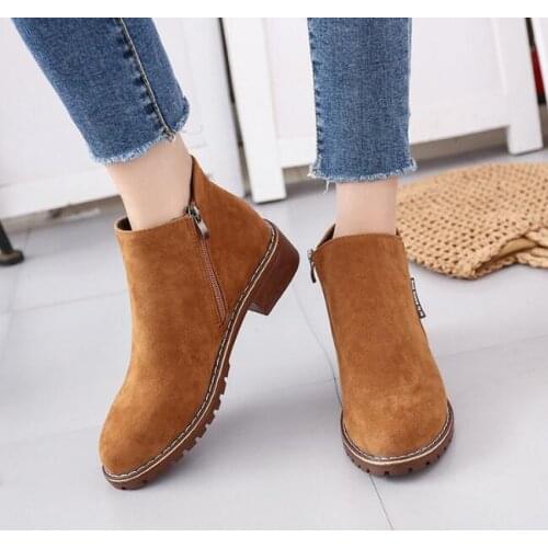 Autumn fashion Women black Boots Autumn Winter Boots Classic Zipper Snow Ankle Boots Winter Suede Warm Fur Plush Women Shoes