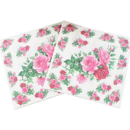 [RainLoong] Flower Printed Paper Napkin Rose Festive & Party Tissue Napkin Supply Party Decoration Paper 5packs (20pcs/pack)