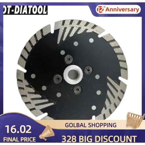 DT-DIATOOL 1pc Dia 125mm/5inch M14 thread Diamond Cutting Disc with Slant Protection Teeth Saw Blades for Stone Concrete Marble