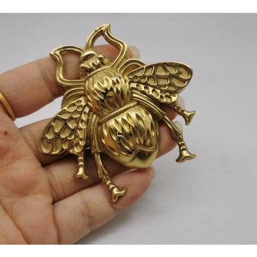 American Retro Bee Animals Shaped Drawer Cabinet Door Handle Solid Brass Wardrobe Furniture Knob Diy Single Hole Handles