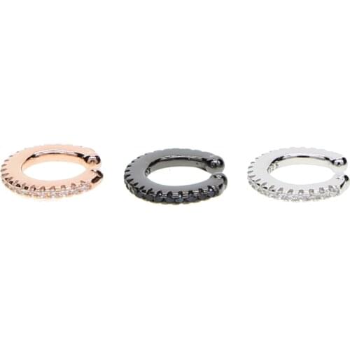 New Promotion Aretes Earings One Line Cz Circle Cuff 925 Silver Stack Fashion Pave Sparking Simple No Piercing Earring