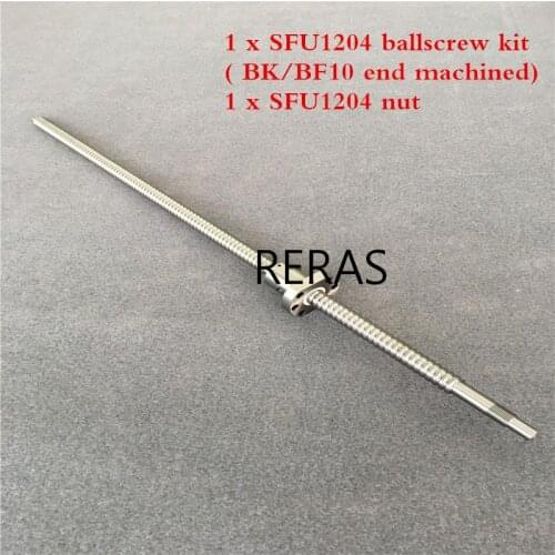 SFU1204 150 200 250 300 350 400 450 500 550 600 650 mm ball screw with 1204 flange single ball nut BK/BF10 end machined