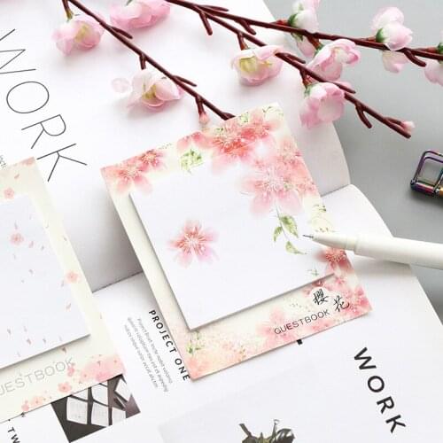 30 Pages Sakura Aesthetic Sticky Note Post-it Japanese Style DIY Planner Stationery Supplies Memo pad Self Adhesive Notepad