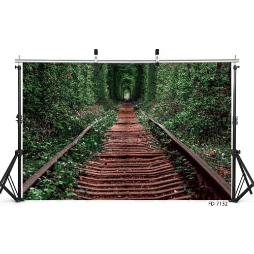 Spring Railway Tree Tunnel Photography Backgrounds Vinyl Photocall Backdrops for Chirdren Baby Portrait Photoshoot Photo Studio