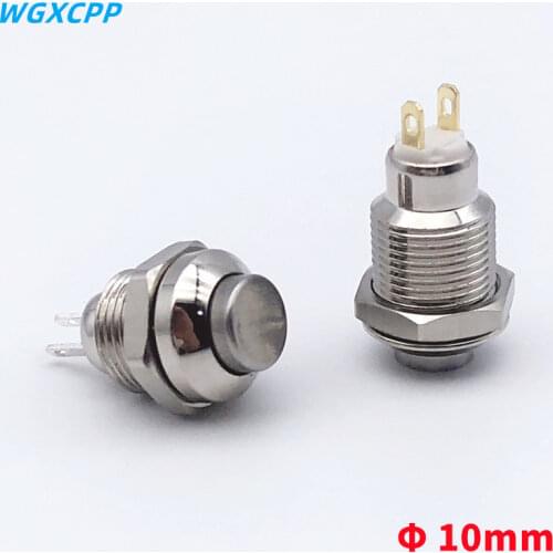 1 PCS,10mm Panel Hole ,Mini Round,Momentary / Locking,Metal Push Button Switch,High Head 2 Pin,Electrical Equipment,1NO,3A250VAC