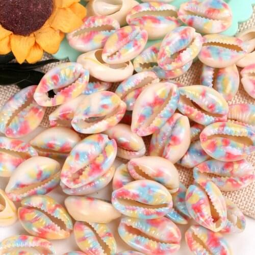 10 Pcs Natural Blue Red Beach Shell Beads For Jewelry Making 10-20mm Oval Shape Beads Diy Charm Necklace Bracelet Accessory