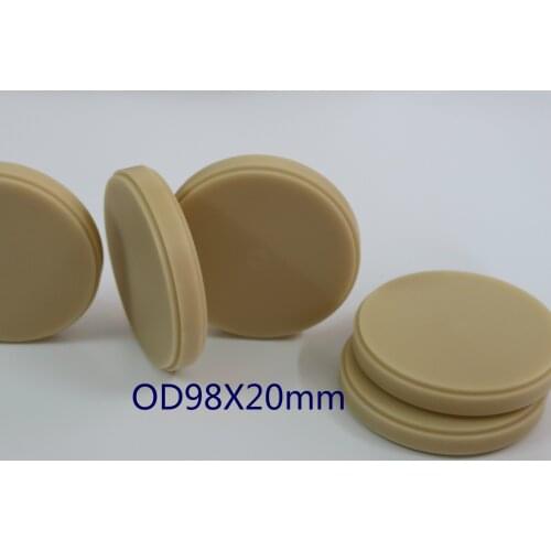 10pcs/lot OD98x20mm Dental PMMA Materials Supplier Dental PMMA Discs Blocks for Temporary Crowns Bridges