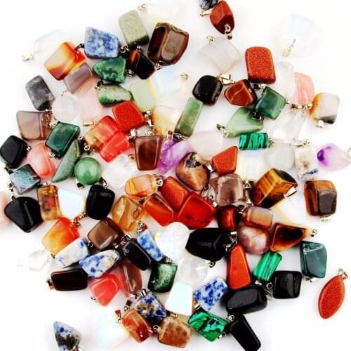 30pcs Random Irregular Shape Healing Beads Crystal Stone Quartz Charms Pendants for Necklace Jewelry Making