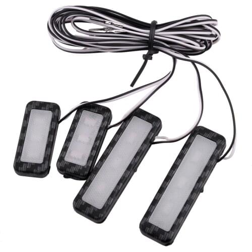 4Pcs 12V Universal Interior Door Handle Bowl Blue LED Ambient Atmosphere Light Carbon Fiber Style Plastic Car Accessories