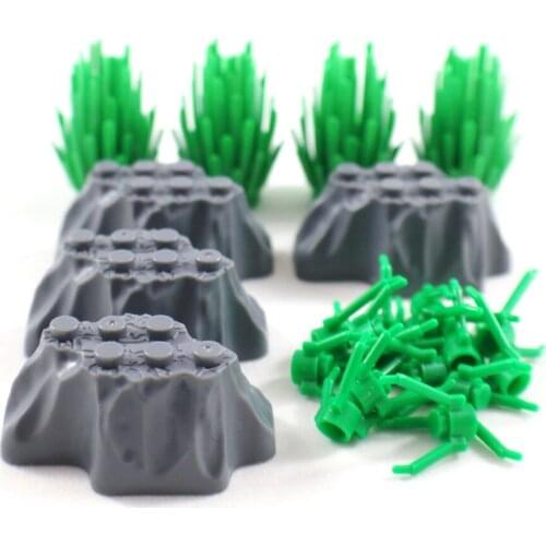 6Pcs Road Block Stone DIY Block Brick MOC Parts Blocks Building Scene Obstacles Display Compatible Legoe Blocks Toys for Kids