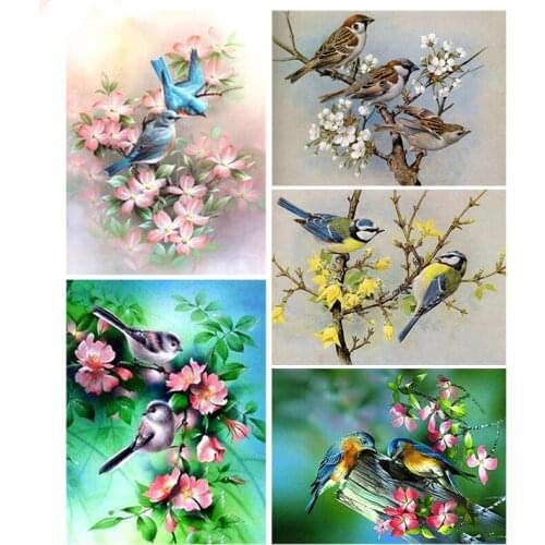 Needlework Full Square/Round Diamond Embroidery flowers DIY 5D Diamond Painting Sparrow Birds animal Rhinestones Mosaic FG1912