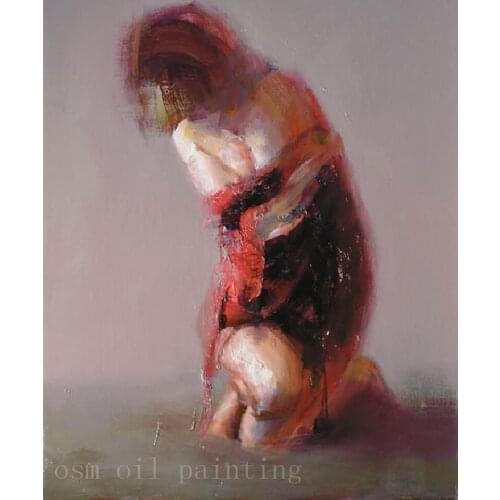 Free Shipping Top Artist Handpainting Calligraphy Wall Artwork Modern Abstract Sexy Nude Lady Knife Palette Canvas Oil Paintings