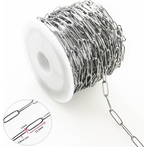 1meter 0.8mm Wire 3.5mm*11.5mm Stainless Steel No-open O Link Chains Fashion DIY Jewelry Accessories For Necklace Bracelet