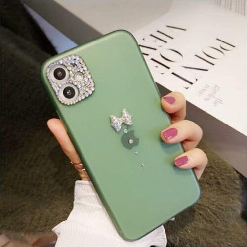 Fashion Bling Diamond Lens Crystal Bowknot Translucent Frosted Case Cover For iPhone 11 Pro Max X XR XS Max 8 7 6 6S Plus SE