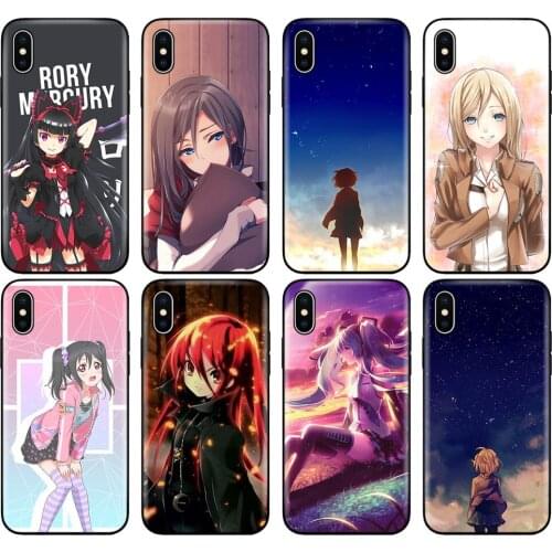 Black tpu case for iphone 5 5s se 6 6s 7 8 plus x 10 case silicone cover for iphone XR XS 11 pro MAX case Sweet Anime Girl Comic