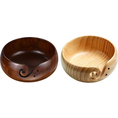 Wood Yarn Storage Bowl for Knitting, Crochet for Moms, Handmade Wooden Bowl