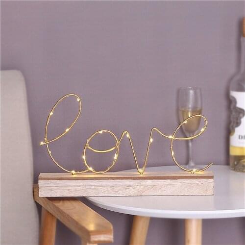 Home Decorative Figurines Ornaments LED Lamp Light LOVE Letters Living Room Bedroom Layout Decoration Valentines Birthday Gift