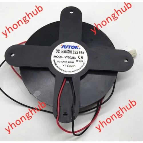 YT8025L DC 12V 0.28A 106x106x25mm 2-Wire Server Cooling Fan