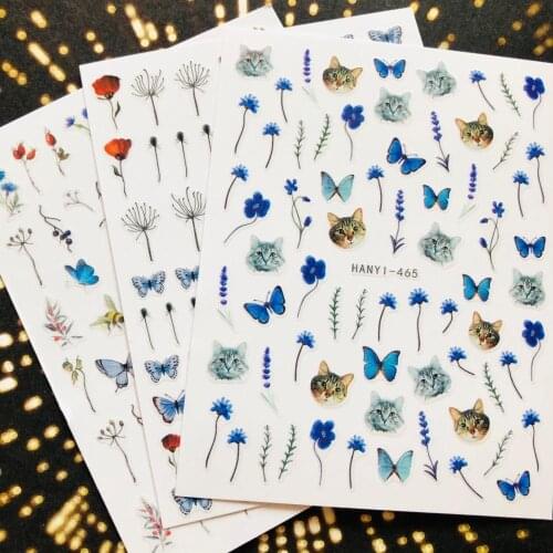 Hanyi series sakura flower HANYI-464-465-467 3d Nail Art Stickers Decal Template diy nail tool decorations