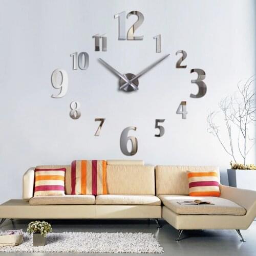 Sell Well Big Wall Clock Modern design Acrylic Mirror Clocks Diy 3d Stickers Decorative Quartz Watch Study Room