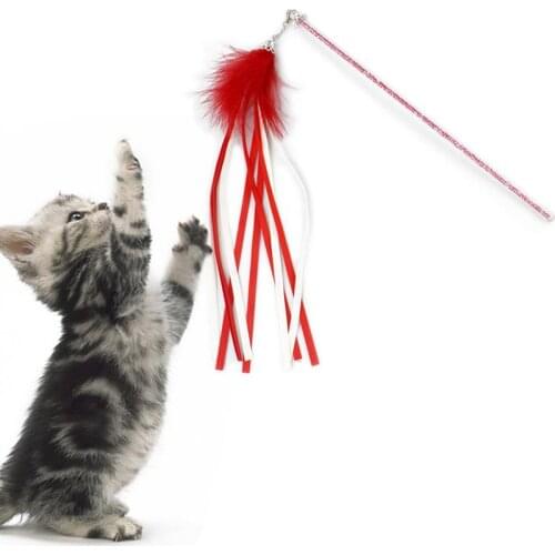 Cat Toys Plastic Kitten Interactive Stick Funny Cat Fishing Rod Game Wand Feather Stick Toy Pet Supplies Cat Accessories
