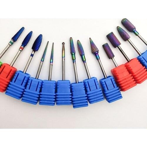 Purple Carbide Nail Drill Bit Tapered Drills Milling Cutter for Manicure Remove Gel Acylics Nails Accessories Tool