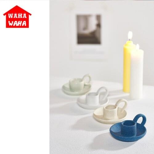 Ceramic Nordic Candle Holder Candle Simple Geometric Cup-shaped Home Decoration Candle Holder Home Household Ceramic Ornaments